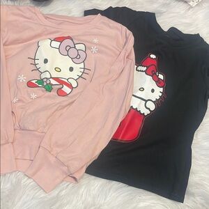 Hello Kitty Pink and Black Sweatshirts with Graphic Prints
